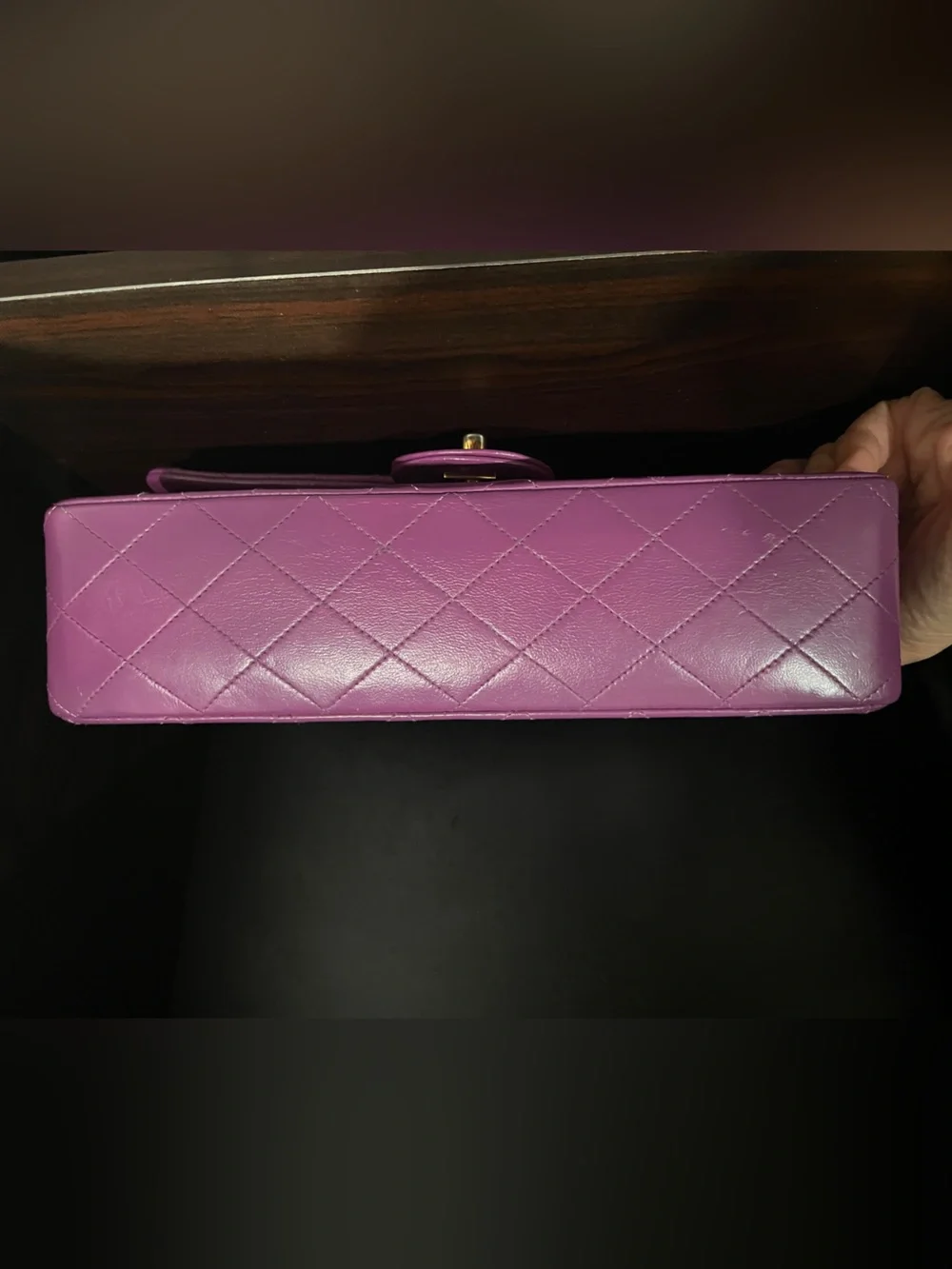 CHANEL Quilted Lambskin Shoulder Bag in Vibrant Purple 24KT Gold plated Chain - Picture 3 of 10